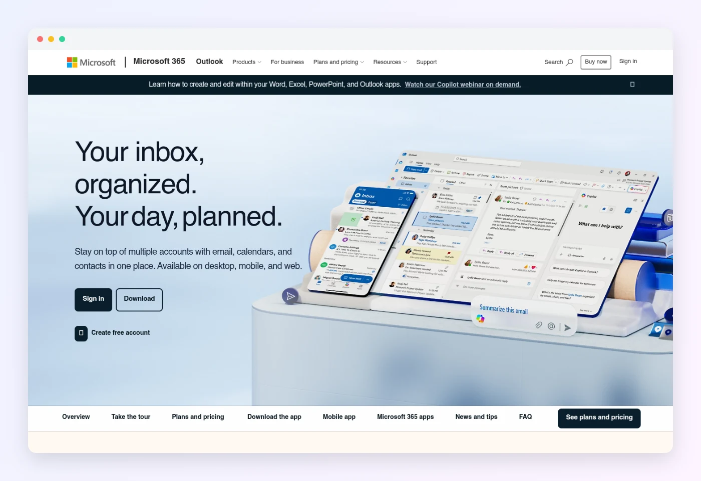 9 Best Apps to Plan Your Day Microsoft Outlook product page in October 2026