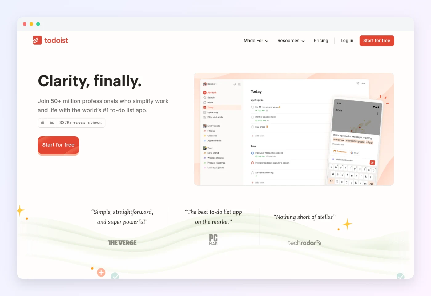 6 Best To-Do Apps For Freelancers Todoist homepage in October 2026