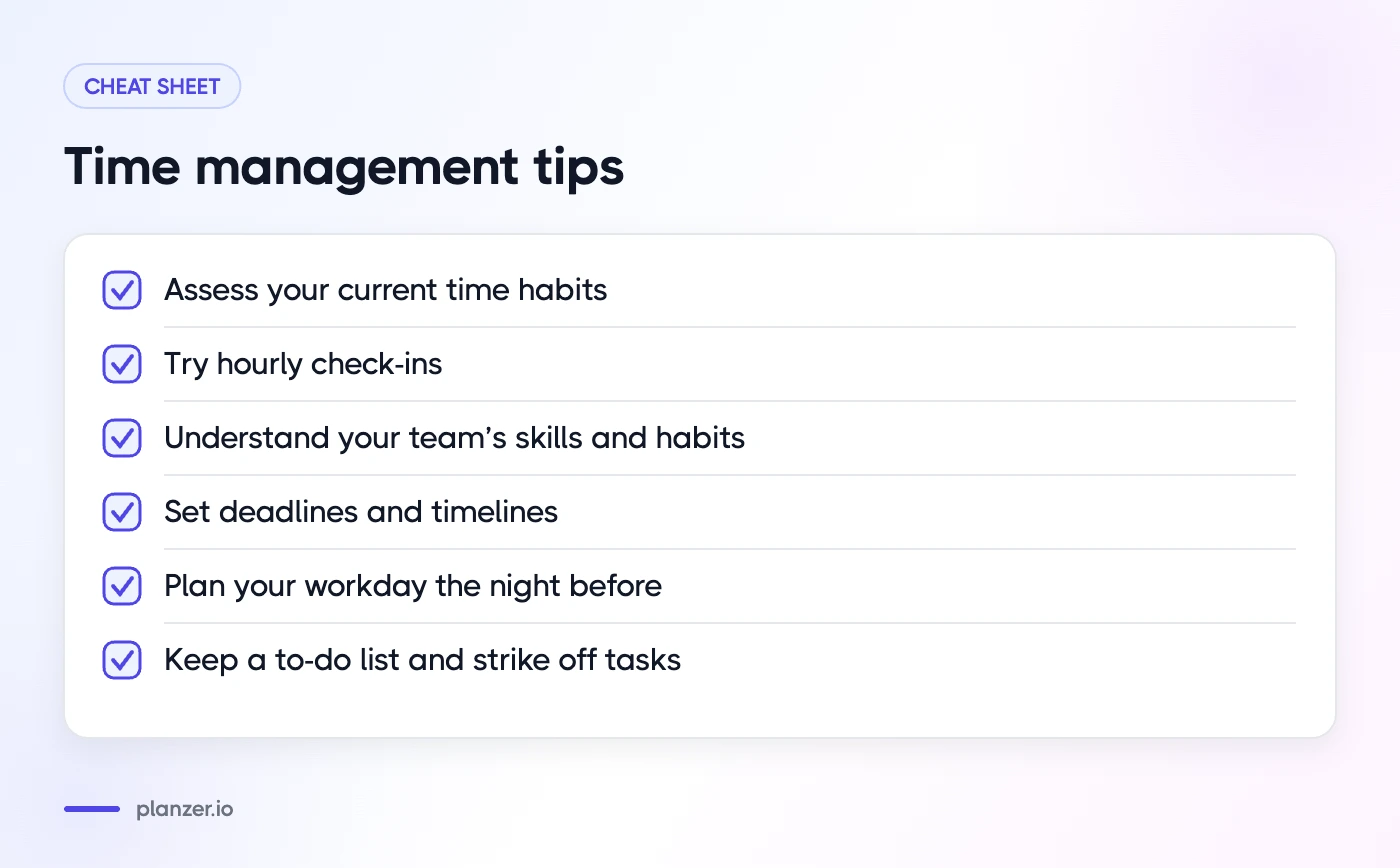 Unlocking The Benefits Of Planning Your Day - 7 Benefits Checklist of five time management tips, from assessing habits to planning the night before